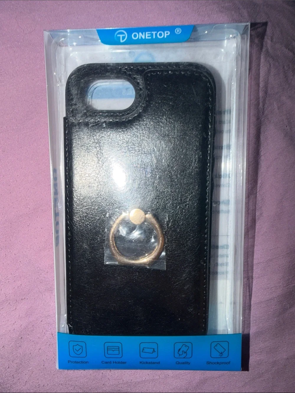 Black Phone Case with Gold Ring Stand IPHONE 16